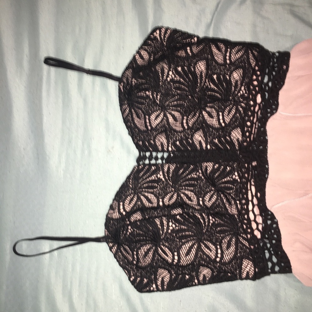 Sexy pink and black prom dress